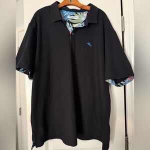 Tommy Bahama Black Polo with Tropical Blue Details